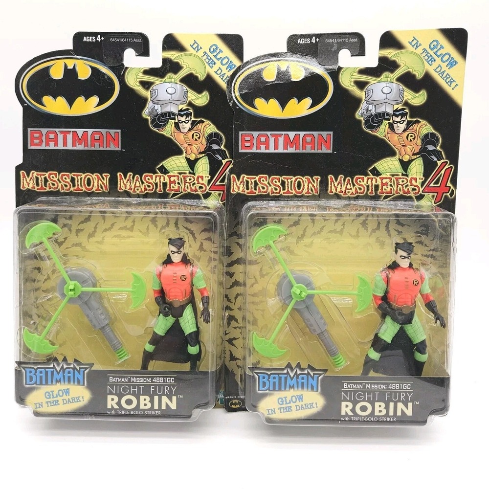 2x Hasbro Batman Night Fury Robin Mission Masters 4 Glow Action Figure 2001
